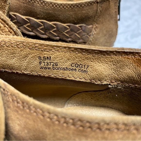 Born Sylvia Suede Leather Boots Beaded Ankle Strap Tobacco Combo 8.5 M Camel - Picture 12 of 13